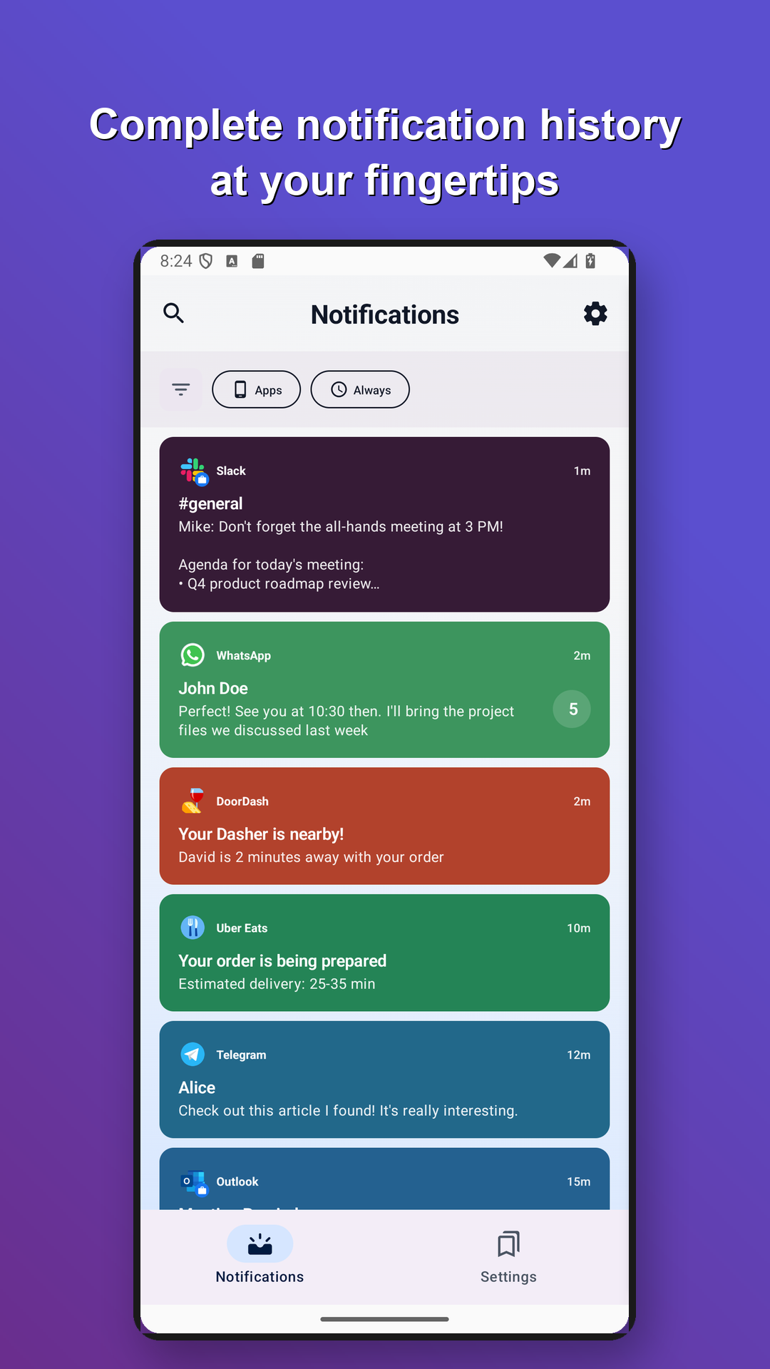 Notification list with ML-powered priority scoring